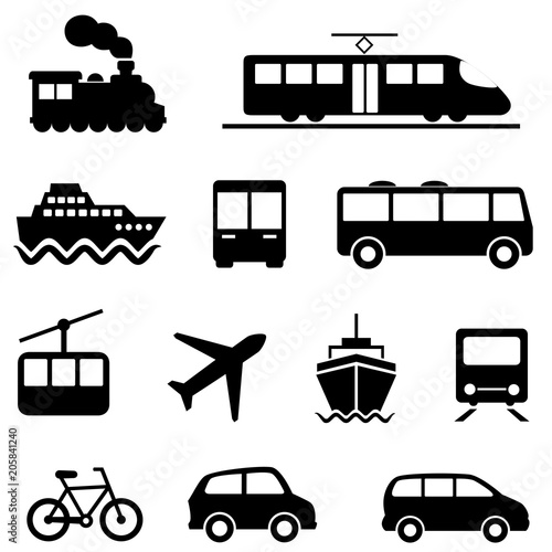 Air, sea, land and public transportation icons