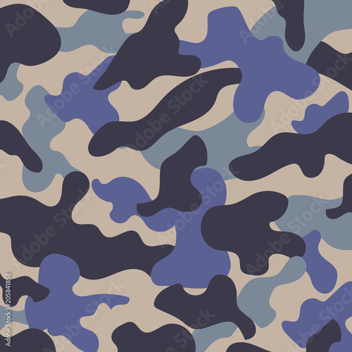 Classic clothing style masking camo repeat print camouflage pattern background. Vector illustration