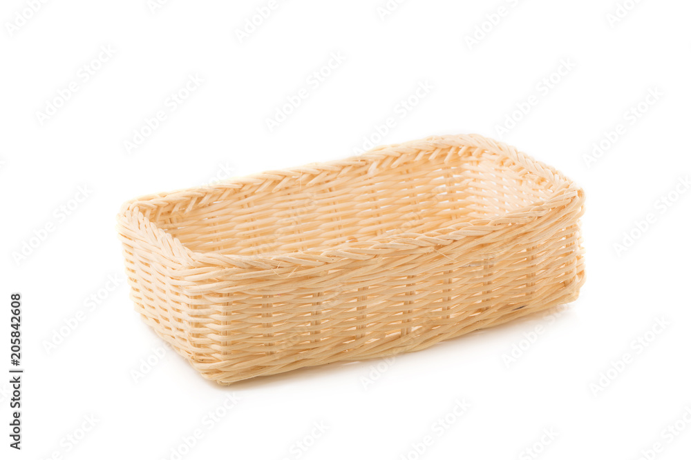 Empty Wicker baskets or bread basket isolated on a white background