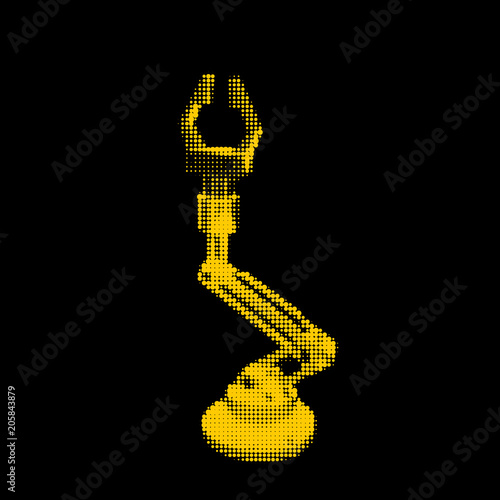 Robotic arm. Isolated on black background. Vector illustration.