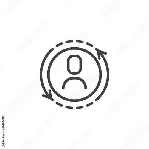 User replace outline icon. linear style sign for mobile concept and web design. Substitution of a player line vector icon. Symbol, logo illustration. Pixel perfect vector graphics