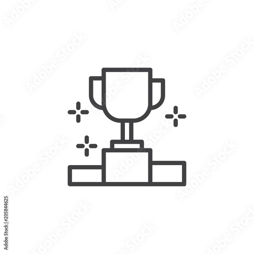 First place cup outline icon. linear style sign for mobile concept and web design. Winner podium simple line vector icon. Symbol, logo illustration. Pixel perfect vector graphics