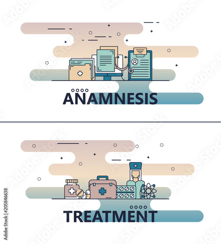 Vector thin line medical poster banner templates