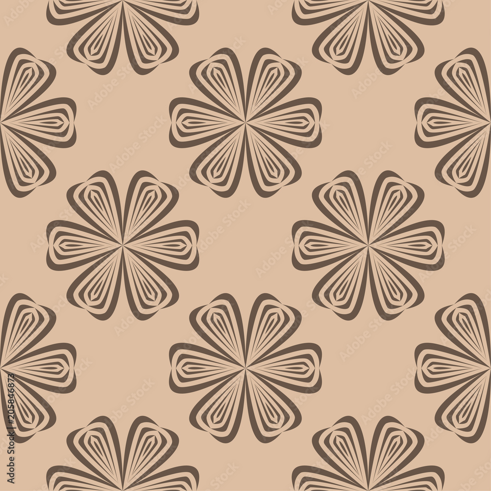 Brown floral seamless pattern on beige background Brown floral seamless pattern on beige background
