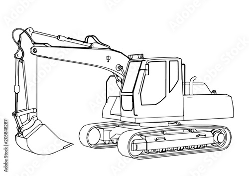 sketch of an excavator vector