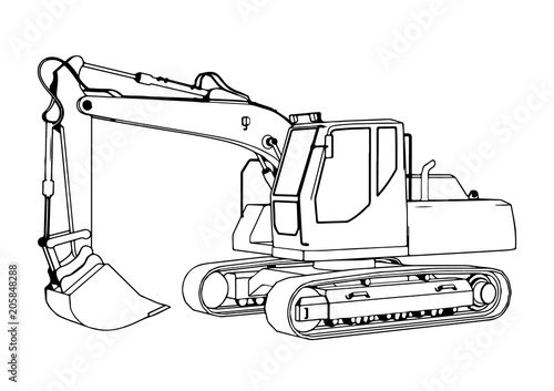 sketch of an excavator vector