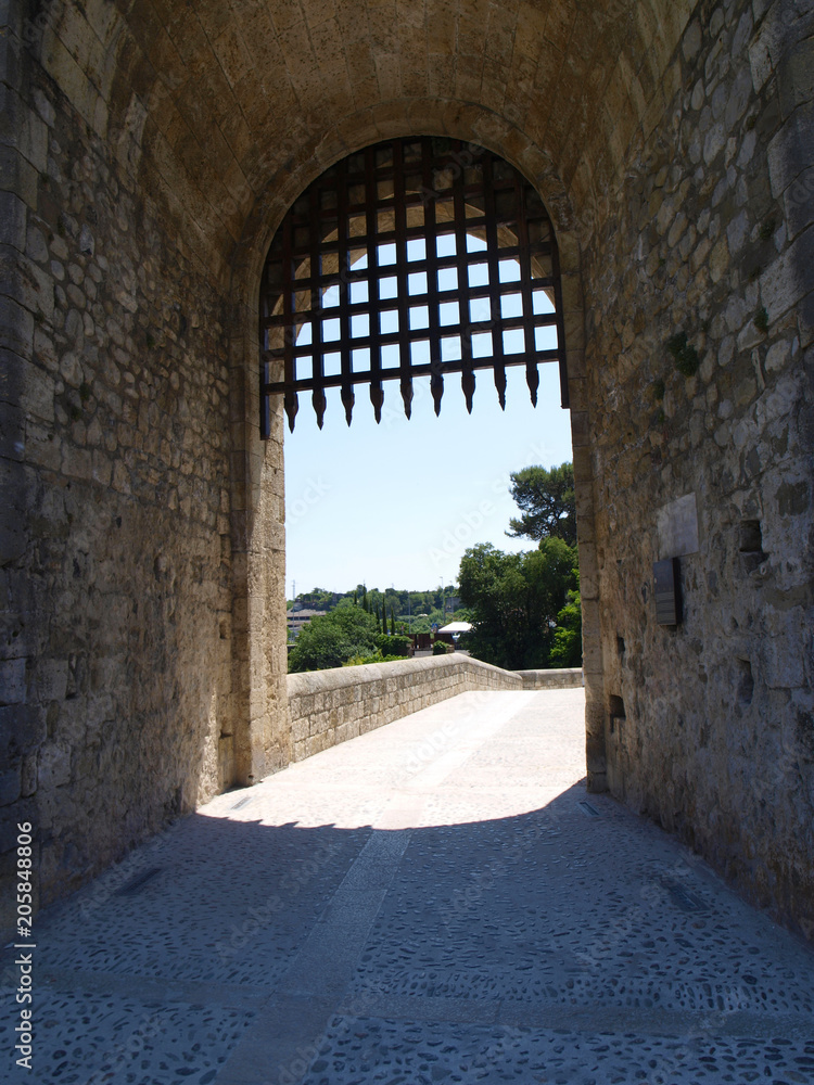 Medieval gate in Besalu, Catalunya, Spain