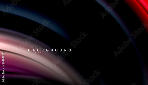 Abstract wave lines fluid rainbow style color stripes on black background