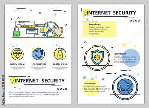 Vector line art internet security poster banner