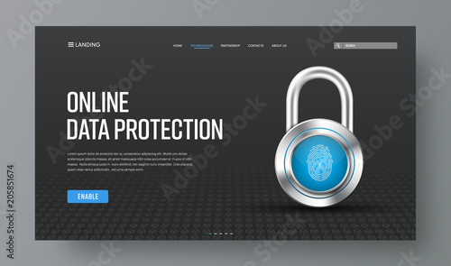 Template header for online protection of information with chrome lock and fingerprint