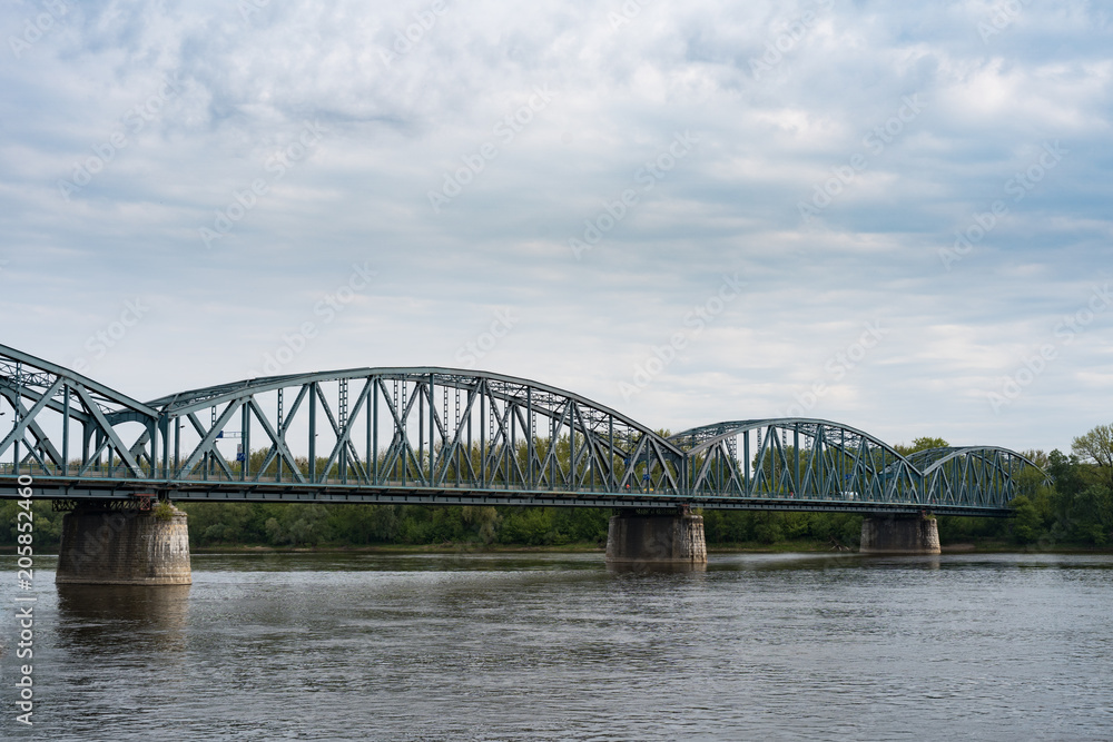 Truss road bridge over Vistula river in Torun, Poland.