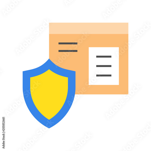 Protection shied and parcel box, Flat icon safe shipping delivery logistic concept