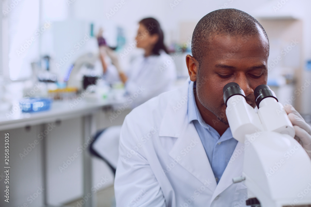My occupation. Clever experienced researcher working on his microscope while working in the lab My occupation. Clever experienced researcher working on his microscope while working in the lab