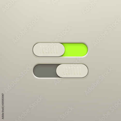 Realistic icon On and Off Toggle switch button. Graphic concept for your design