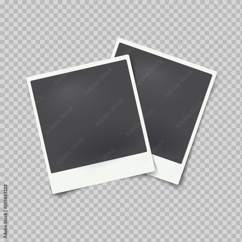 Vector mock up of empty photo frames on transparent background. - obrazy, fototapety, plakaty 