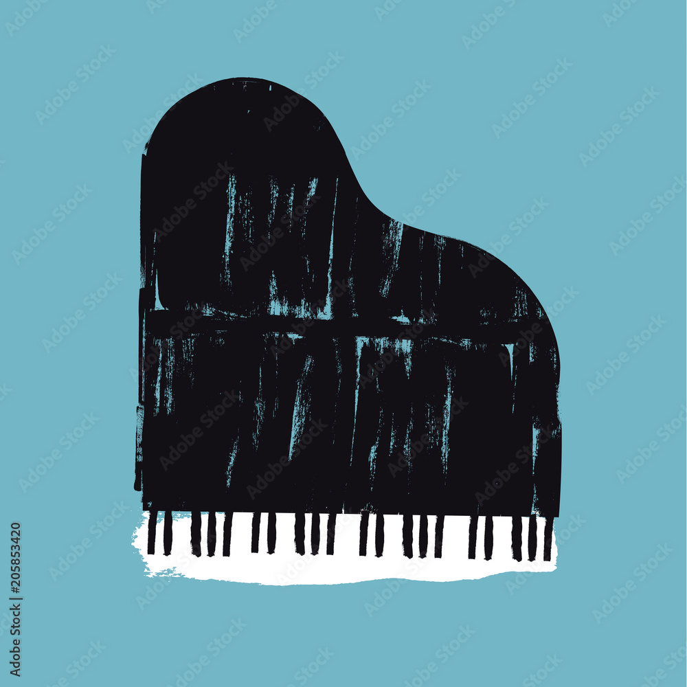 Naklejka premium Vector brush stroked piano. Grunge design element for poster or other design
