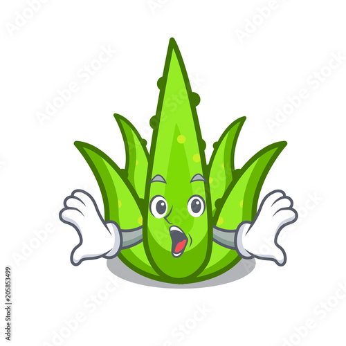 Suprised aloevera mascot cartoon style
