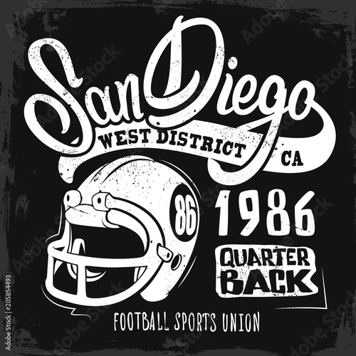 American football graphic, print design for t shirt. 