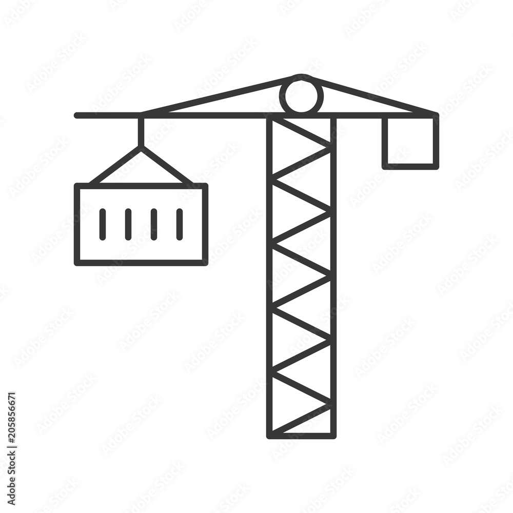 Crane and container, line icon logistic and construction relate Crane and container, line icon logistic and construction relate