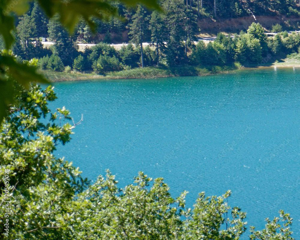 blue water mountain lake view