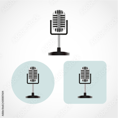 Retro microphone Icon Isolated on White Background