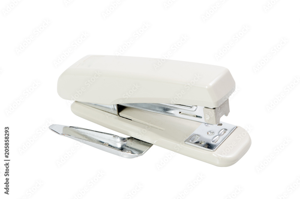 white staples isolated on a white background.with clipping path white staples isolated on a white background.with clipping path