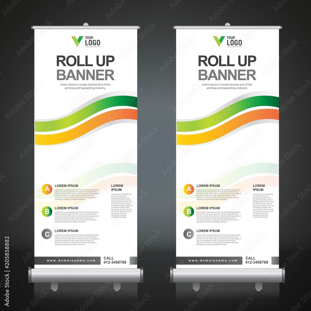 Roll up banner design template, vertical, abstractbackground, pull up ...