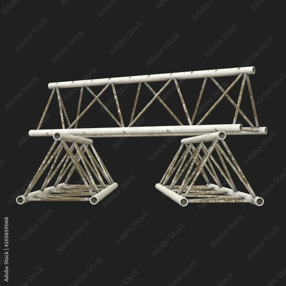 Metal truss girder element. 3d render on black background Metal truss girder element. 3d render on black background