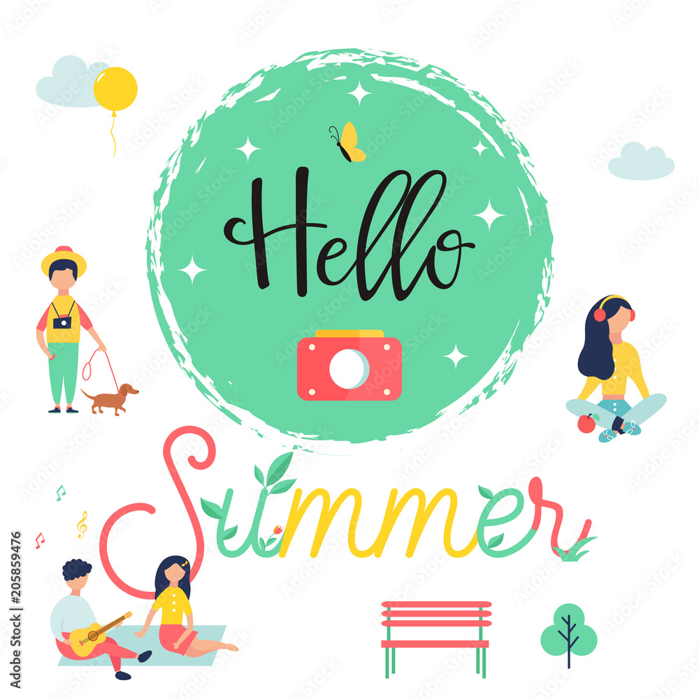Hello Summer bright poster, banner Hello Summer bright poster, banner