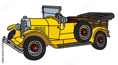 The vintage yellow convertible