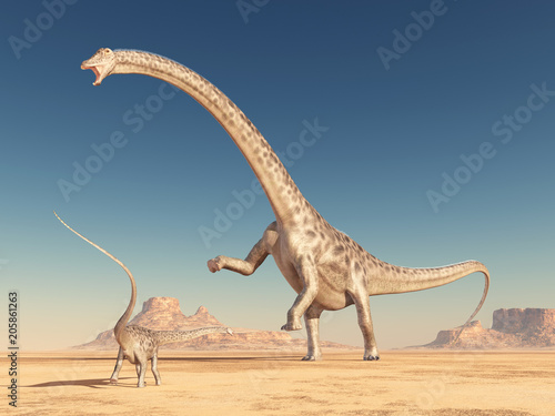 Dinosaurier Diplodocus in der Wüste