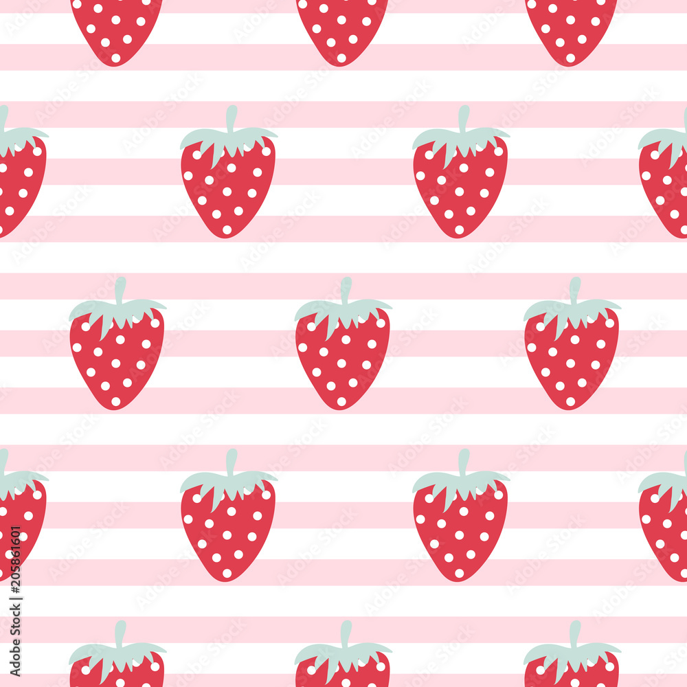 Strawberry seamless vector striped pattern. Strawberry seamless vector striped pattern.
