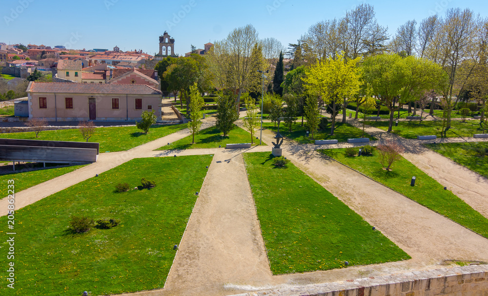 Park surrounding the castle of zamora,Spain