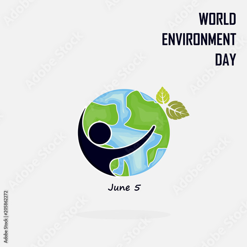 World Environment day concept vector logo design template.June 5st World Environment day concept.World Environment day Awareness Idea Campaign.Vector illustration.