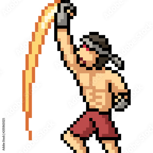 vector pixel art muay thai uppercut