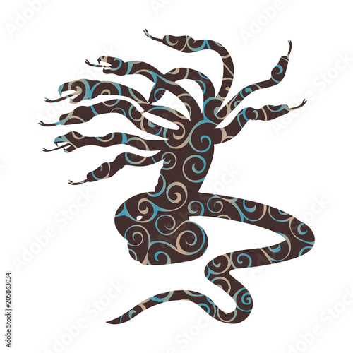 Hydra pattern silhouette ancient mythology fantasy