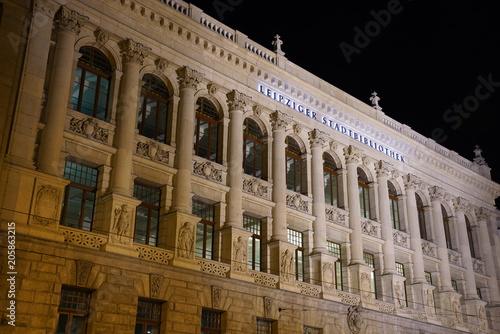 City library of Leipzig  Leipziger Stadtbibliothek  at night