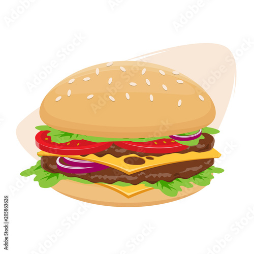 isolated vector illustration of a burger