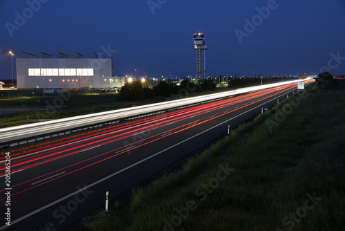 Gorgeous long exposure view at a highway A14  Autobahn  in Leipzig  Germany