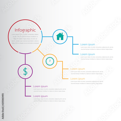 Vector infographic templates used for detailed reports. All 3 topics.