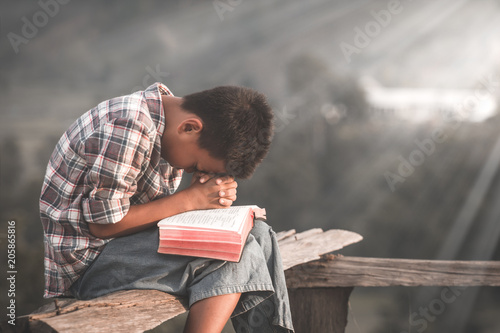 Quadro su tela boy praying to God.