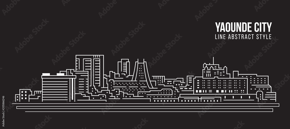 Cityscape Building Line art Vector Illustration design - Yaounde city