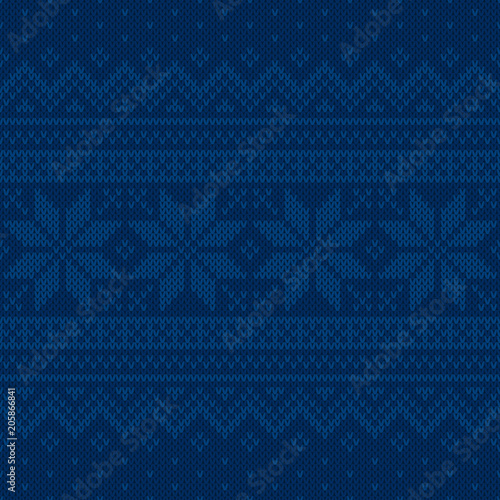 Traditional Christmas and New Year Design Knitted Background. Fair Isle Sweater Ornamental Design. Wool Knit Texture Imitation