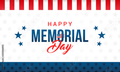Happy Memorial Day Card Vector illustration. Typography on star pattern background.