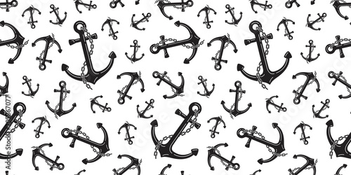 Anchor Seamless Pattern helm vector boat chain Nautical maritime isolated tropical background wallpaper