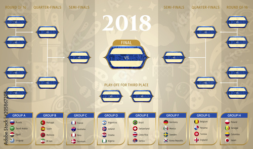 Football/soccer Match schedule vector illustration. Tableau des Matches - RUSSIE 2018