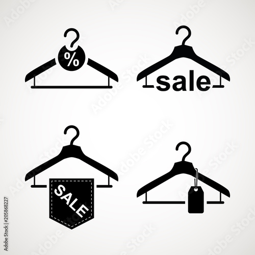 Hanger flat - Vector icon. Sale. Hanger icon isolated on white background.