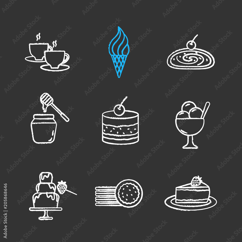 Fotografie Confectionery chalk icons set