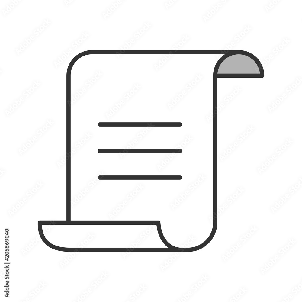 Paper scroll with text color icon Paper scroll with text color icon