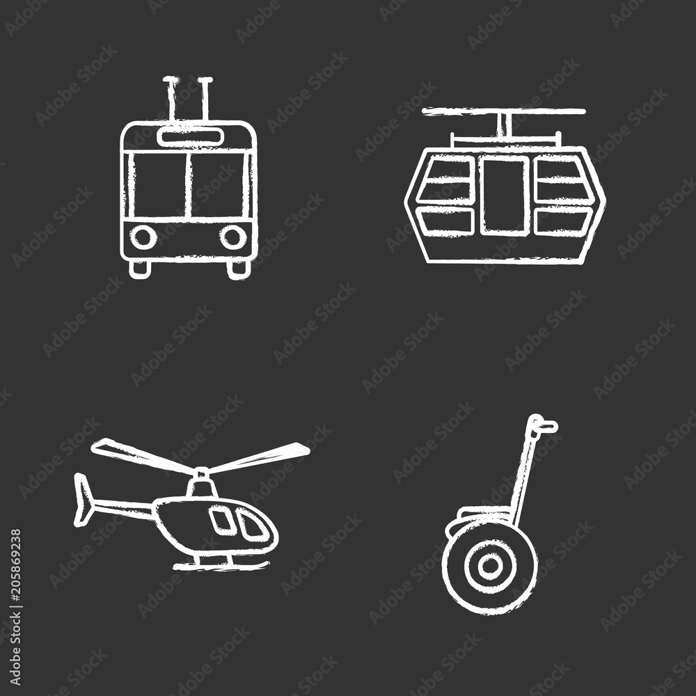 Public transport chalk icons set Public transport chalk icons set